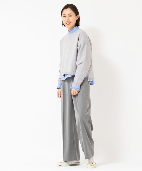 NOLLEY’S(ノーリーズ)の「ウォッシャブルカシミヤ混クロップドプルオーバーニット(ニット/セーター・レディース・ライトグレー/オフホワイト/サックスブルー・FREE)」の13枚目の写真