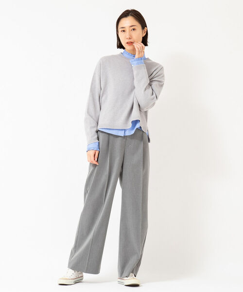 NOLLEY’S(ノーリーズ)の「ウォッシャブルカシミヤ混クロップドプルオーバーニット(ニット/セーター・レディース・ライトグレー/オフホワイト/サックスブルー・FREE)」の8枚目の写真