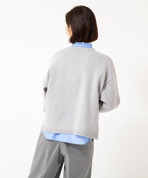 NOLLEY’S(ノーリーズ)の「ウォッシャブルカシミヤ混クロップドプルオーバーニット(ニット/セーター・レディース・ライトグレー/オフホワイト/サックスブルー・FREE)」の5枚目の写真