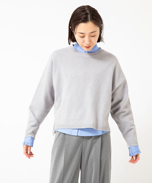 NOLLEY’S(ノーリーズ)の「ウォッシャブルカシミヤ混クロップドプルオーバーニット(ニット/セーター・レディース・ライトグレー/オフホワイト/サックスブルー・FREE)」の11枚目の写真