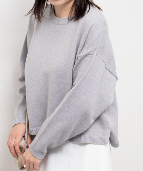 NOLLEY’S(ノーリーズ)の「ウォッシャブルカシミヤ混クロップドプルオーバーニット(ニット/セーター・レディース・ライトグレー/オフホワイト/サックスブルー・FREE)」の18枚目の写真