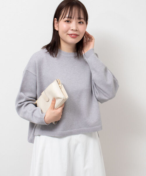 NOLLEY’S(ノーリーズ)の「ウォッシャブルカシミヤ混クロップドプルオーバーニット(ニット/セーター・レディース・ライトグレー/オフホワイト/サックスブルー・FREE)」の22枚目の写真