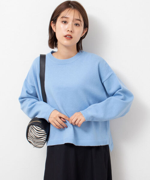 NOLLEY’S(ノーリーズ)の「ウォッシャブルカシミヤ混クロップドプルオーバーニット(ニット/セーター・レディース・ライトグレー/オフホワイト/サックスブルー・FREE)」の19枚目の写真