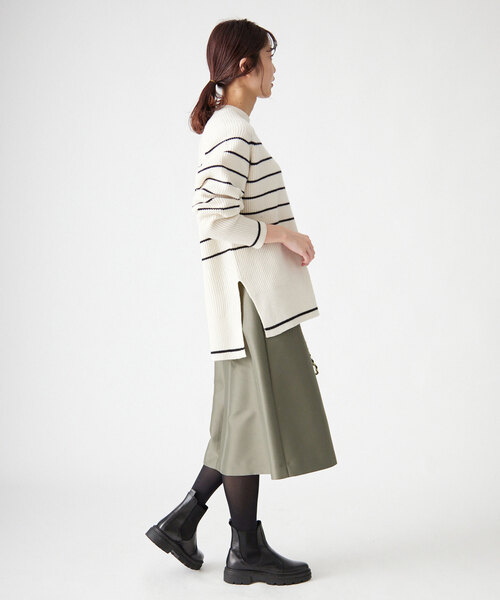 IENA（イエナ）の「ウールナイロン畦ボーダープルオーバー（ニット