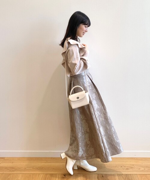 OPAQUE.CLIP(オペークドットクリップ)の「◆肩フリル変わり織りデザインニット(ニット/セーター・レディース・ナチュラル/グリーン系/ネイビー・38)」の14枚目の写真