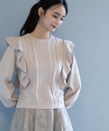 OPAQUE.CLIP | 肩フリル変わり織りデザインニット(ニット/セーター)