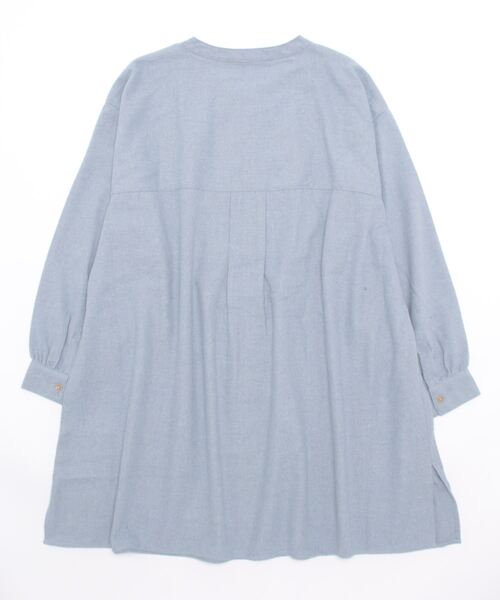 Samansa Mos2（サマンサ モスモス）の「【リサイクルヤーン】切替クルーネックチュニック（チュニック・レディース・グレー/サックスブルー/グリーン/ベージュ/チャコール・ﾌﾘ-）」の6枚目の写真