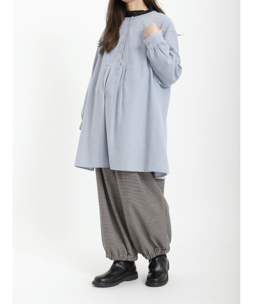 Samansa Mos2（サマンサ モスモス）の「【リサイクルヤーン】切替クルーネックチュニック（チュニック・レディース・グレー/サックスブルー/グリーン/ベージュ/チャコール・ﾌﾘ-）」の12枚目の写真