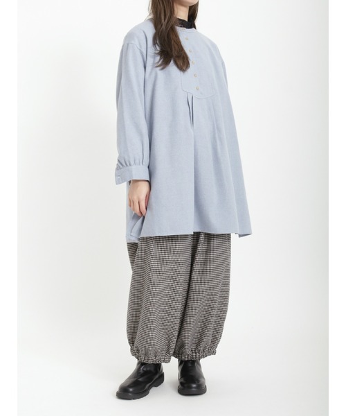 Samansa Mos2（サマンサ モスモス）の「【リサイクルヤーン】切替クルーネックチュニック（チュニック・レディース・グレー/サックスブルー/グリーン/ベージュ/チャコール・ﾌﾘ-）」の13枚目の写真