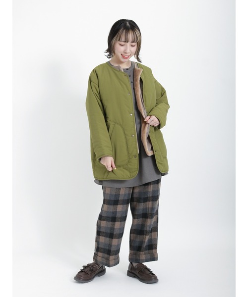 Samansa Mos2（サマンサ モスモス）の「【リサイクルヤーン】切替クルーネックチュニック（チュニック・レディース・グレー/サックスブルー/グリーン/ベージュ/チャコール・ﾌﾘ-）」の15枚目の写真