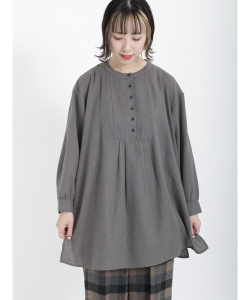 Samansa Mos2（サマンサ モスモス）の「【リサイクルヤーン】切替クルーネックチュニック（チュニック・レディース・グレー/サックスブルー/グリーン/ベージュ/チャコール・ﾌﾘ-）」の20枚目の写真