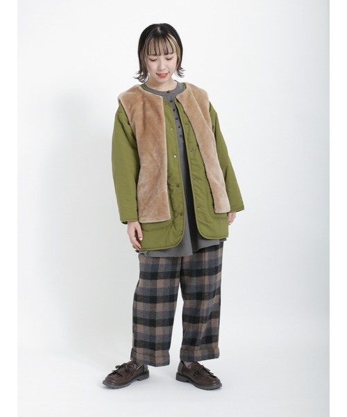 Samansa Mos2（サマンサ モスモス）の「【リサイクルヤーン】切替クルーネックチュニック（チュニック・レディース・グレー/サックスブルー/グリーン/ベージュ/チャコール・ﾌﾘ-）」の18枚目の写真