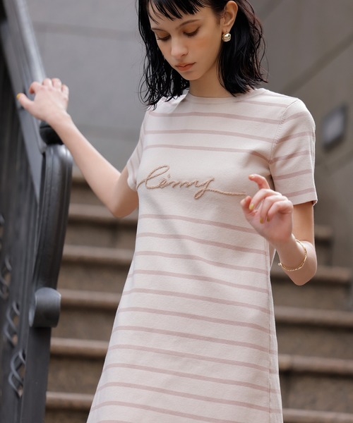 EIMY ISTOIRE(エイミーイストワール)の「eimyクラシックボーダーニットミニワンピース(ワンピース・レディース・ホワイト/ベージュ/ピンク・FREE)」の17枚目の写真