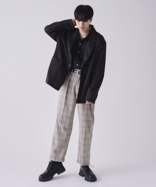 EDEL（エーデル）の「EDEL - ハイウェストセンタープレススラックス（その他パンツ・メンズ・チェック/ブラック・MEDIUM/LARGE）」の3枚目の写真