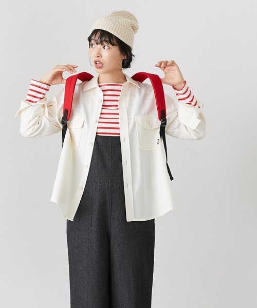Le temps riche(ルタンリッシュ)の「CPOシャツジャケット<Le temps riche>(その他アウター・レディース・モカ/アイボリー・L/S/M/LL)」の4枚目の写真
