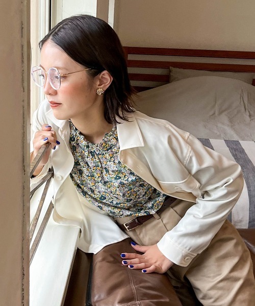 Le temps riche(ルタンリッシュ)の「CPOシャツジャケット<Le temps riche>(その他アウター・レディース・モカ/アイボリー・L/S/M/LL)」の10枚目の写真