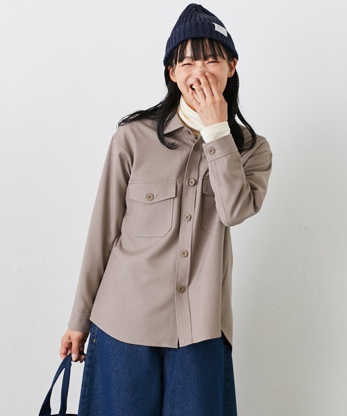 Le temps riche(ルタンリッシュ)の「CPOシャツジャケット<Le temps riche>(その他アウター・レディース・モカ/アイボリー・L/S/M/LL)」の14枚目の写真