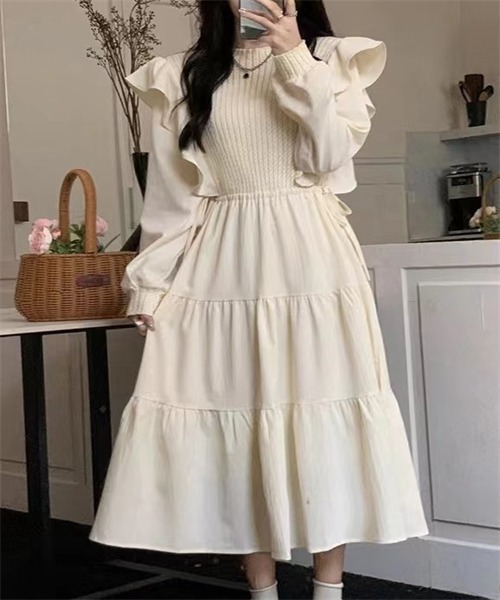 FREE STYLISTS（フリー スタイリスト）の「肩フリルディアートワンピース（ワンピース・レディース・アイボリー・XL/M/S/L/2XL/3XL/XS）」の9枚目の写真