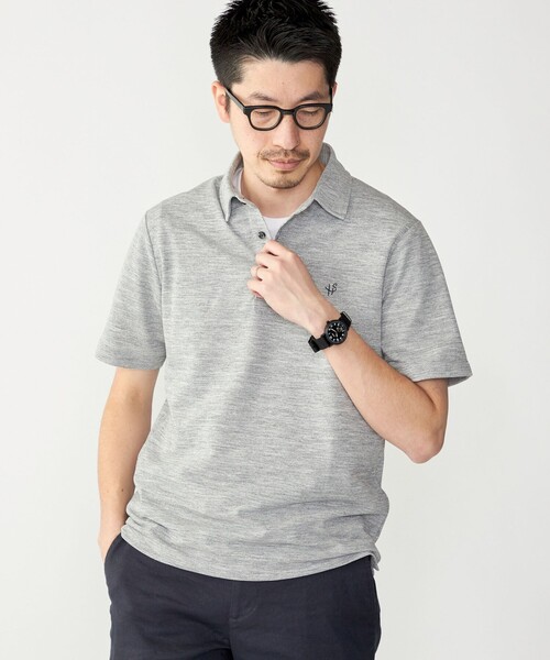 SHIPS（シップス）の「【WEB限定】SHIPS: 吸水速乾・UVケア Drymix（R）ワンポイントロゴ レギュラーカラー ポロシャツ（ポロシャツ・メンズ・ライトグレー/ネイビー/ブラック/ベージュ/ブルー/ダークグレー/ロイヤルブルー/ライトブルー/グレー・XX-LARGE/X-LARGE/LARGE/SMALL/MEDIUM）」の12枚目の写真