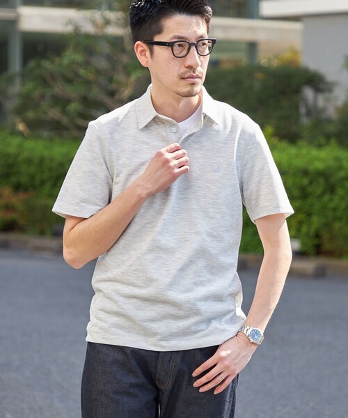 SHIPS（シップス）の「【WEB限定】SHIPS: 吸水速乾・UVケア Drymix（R）ワンポイントロゴ レギュラーカラー ポロシャツ（ポロシャツ・メンズ・ライトグレー/ネイビー/ブラック/ベージュ/ブルー/ダークグレー/ロイヤルブルー/ライトブルー/グレー・XX-LARGE/X-LARGE/LARGE/SMALL/MEDIUM）」の17枚目の写真