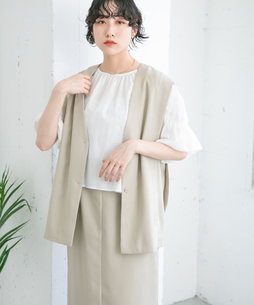 KBF(ケイビーエフ)の「セパレートベストワンピース(ワンピース・レディース・ブラック/ベージュ/モカ・ONE)」の4枚目の写真