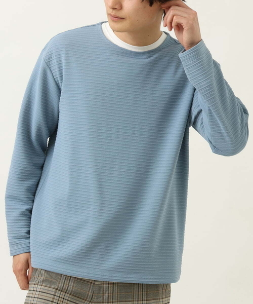 a.v.v(アーヴェヴェ)の「【カットソー+レイヤードインナーの2点セット】タックプルオーバー(Tシャツ/カットソー・メンズ・アイボリー/ライトブルー/ネイビー・46/50/48/44)」の2枚目の写真
