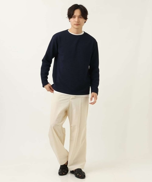 a.v.v(アーヴェヴェ)の「【カットソー+レイヤードインナーの2点セット】タックプルオーバー(Tシャツ/カットソー・メンズ・アイボリー/ライトブルー/ネイビー・46/50/48/44)」の14枚目の写真