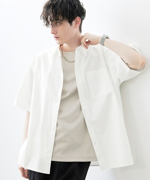 Anchor Smith(アンカー スミス)の「サイドスリットルーズレギュラーカラーブロードS/Sシャツ(シャツ/ブラウス・メンズ・チャコール/サックスブルー/ホワイト/ライトベージュ/ブラック/グレー系/ブルー系・M/L)」の2枚目の写真