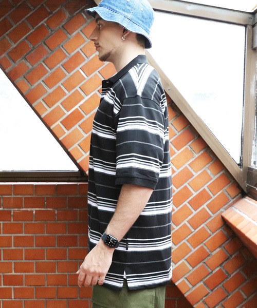 Cal Top（キャルトップ）の「CALTOP ボーダーポロシャツ（ポロシャツ・メンズ・チャコールグレー/ブラック・MEDIUM/LARGE/X-LARGE/SMALL）」の16枚目の写真