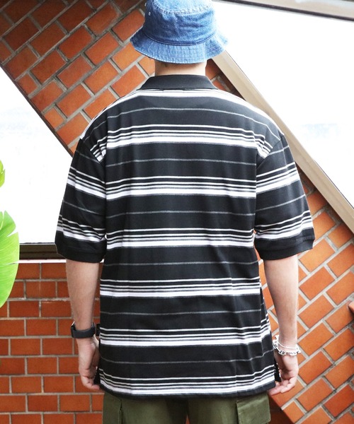 Cal Top（キャルトップ）の「CALTOP ボーダーポロシャツ（ポロシャツ・メンズ・チャコールグレー/ブラック・MEDIUM/LARGE/X-LARGE/SMALL）」の17枚目の写真