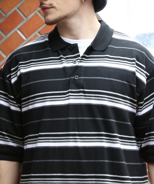 Cal Top（キャルトップ）の「CALTOP ボーダーポロシャツ（ポロシャツ・メンズ・チャコールグレー/ブラック・MEDIUM/LARGE/X-LARGE/SMALL）」の21枚目の写真