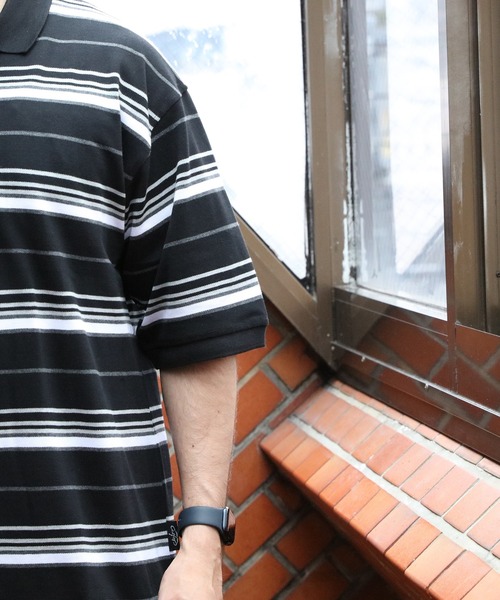 Cal Top（キャルトップ）の「CALTOP ボーダーポロシャツ（ポロシャツ・メンズ・チャコールグレー/ブラック・MEDIUM/LARGE/X-LARGE/SMALL）」の22枚目の写真