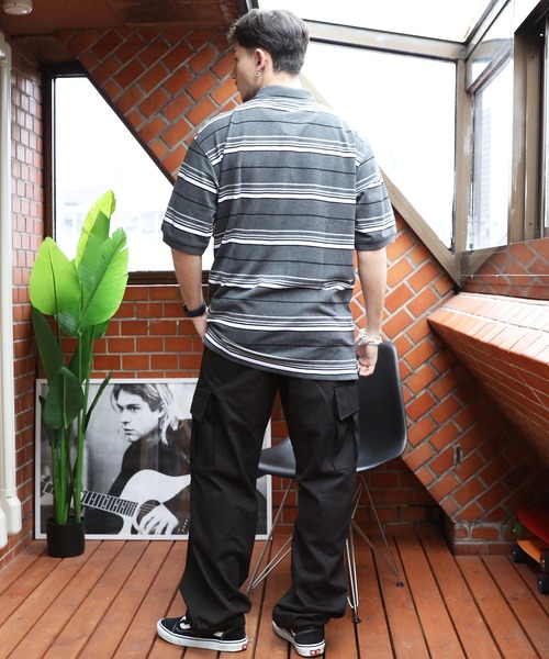 Cal Top（キャルトップ）の「CALTOP ボーダーポロシャツ（ポロシャツ・メンズ・チャコールグレー/ブラック・MEDIUM/LARGE/X-LARGE/SMALL）」の10枚目の写真