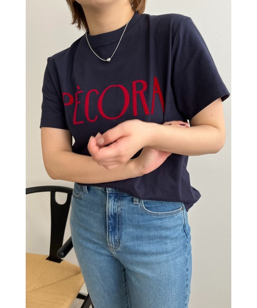 palm RICHE(ポームリシュ)の「フロッキープリント ペコラTシャツ(Tシャツ/カットソー・レディース・ネイビー/オフホワイト/チャコールグレー・M)」の3枚目の写真
