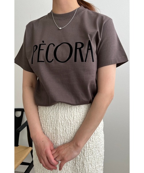 palm RICHE(ポームリシュ)の「フロッキープリント ペコラTシャツ(Tシャツ/カットソー・レディース・ネイビー/オフホワイト/チャコールグレー・M)」の2枚目の写真