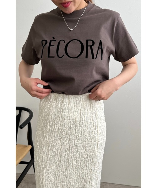 palm RICHE(ポームリシュ)の「フロッキープリント ペコラTシャツ(Tシャツ/カットソー・レディース・ネイビー/オフホワイト/チャコールグレー・M)」の5枚目の写真