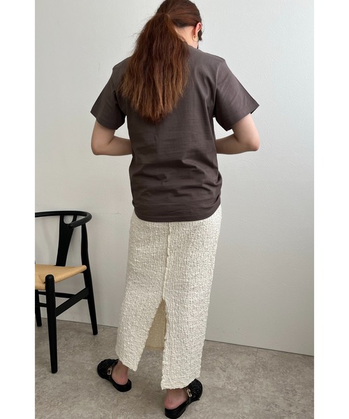 palm RICHE(ポームリシュ)の「フロッキープリント ペコラTシャツ(Tシャツ/カットソー・レディース・ネイビー/オフホワイト/チャコールグレー・M)」の7枚目の写真