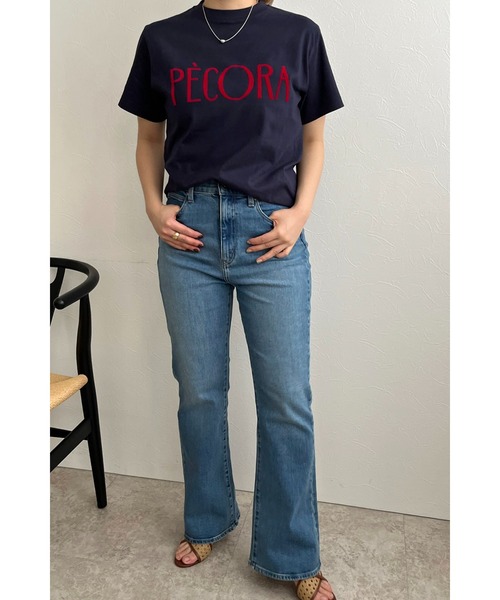 palm RICHE(ポームリシュ)の「フロッキープリント ペコラTシャツ(Tシャツ/カットソー・レディース・ネイビー/オフホワイト/チャコールグレー・M)」の11枚目の写真