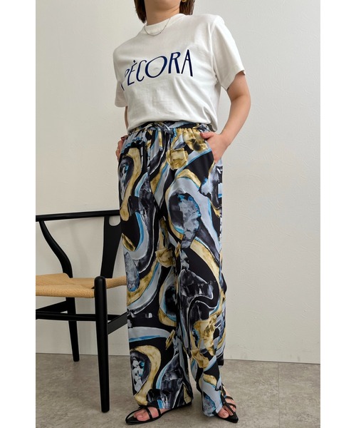palm RICHE(ポームリシュ)の「フロッキープリント ペコラTシャツ(Tシャツ/カットソー・レディース・ネイビー/オフホワイト/チャコールグレー・M)」の8枚目の写真