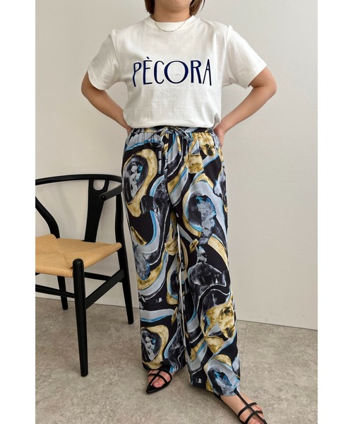 palm RICHE(ポームリシュ)の「フロッキープリント ペコラTシャツ(Tシャツ/カットソー・レディース・ネイビー/オフホワイト/チャコールグレー・M)」の4枚目の写真