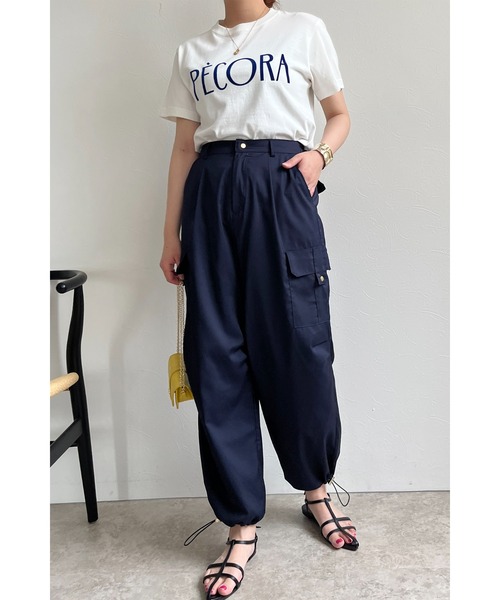 palm RICHE(ポームリシュ)の「フロッキープリント ペコラTシャツ(Tシャツ/カットソー・レディース・ネイビー/オフホワイト/チャコールグレー・M)」の22枚目の写真