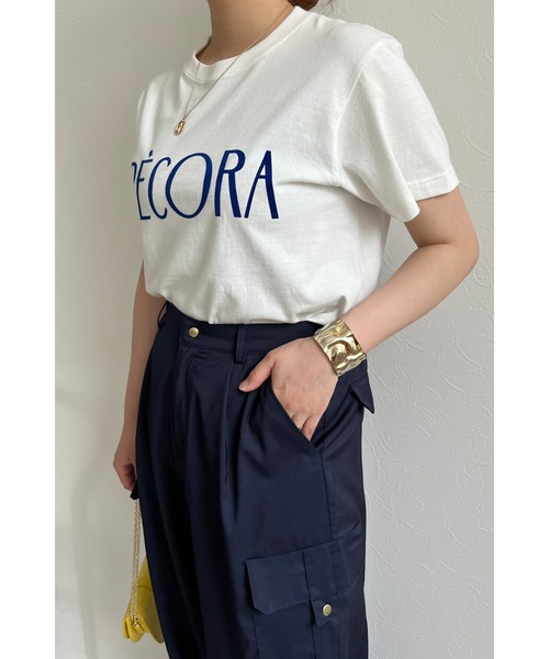 palm RICHE(ポームリシュ)の「フロッキープリント ペコラTシャツ(Tシャツ/カットソー・レディース・ネイビー/オフホワイト/チャコールグレー・M)」の19枚目の写真