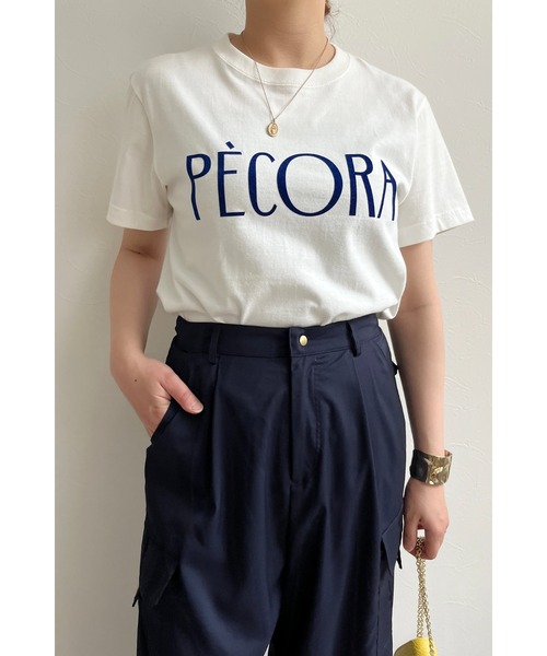 palm RICHE(ポームリシュ)の「フロッキープリント ペコラTシャツ(Tシャツ/カットソー・レディース・ネイビー/オフホワイト/チャコールグレー・M)」の21枚目の写真