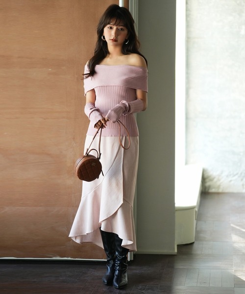 YOKANG 【ヨーカン】ロングスカート　ラッフル　ベルト付き　ヴィンテージ YOKANG 【ヨーカン】ロングスカート ラッフル ベルト付き