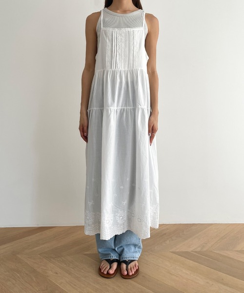 CANAL JEAN（キャナルジーン）の「smileyranna コットンレースキャミワンピース（ワンピース・レディース・ホワイト・ONE SIZE）」の7枚目の写真