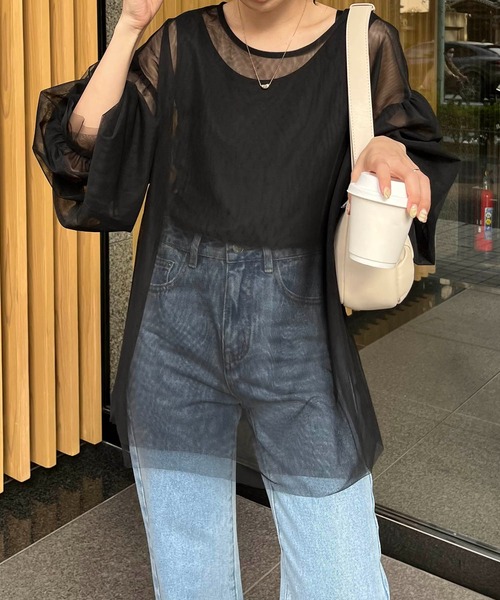 CAPRICIEUX LE'MAGE(カプリシューレマージュ)の「チュールブラウス(シャツ/ブラウス・レディース・オフホワイト/ブラック/モカ・FREE)」の21枚目の写真