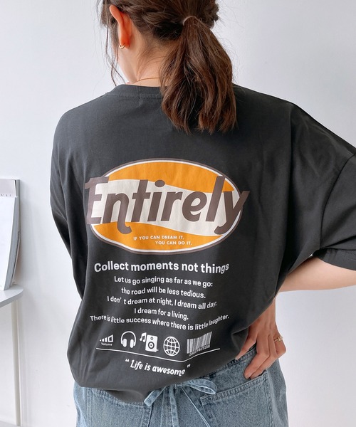 AS KNOW AS plus（アズノゥアズプラス）の「○楕円ロゴ刺繍 バックプリントビッグＴシャツ（Tシャツ/カットソー・レディース・オフホワイト/ライトブルー/オートミール/スミクロ/アイボリー系2/オレンジ/ホワイト系2/ブラック系2/ホワイト系3/アイボリー系3/ブラック系3/ブルー系3/ブラック系4/イエロー系4/アイボリー系4/ホワイト系4/ブルー系5/ブラック系5/アイボリー系5/ホワイト系5・FREE）」の10枚目の写真