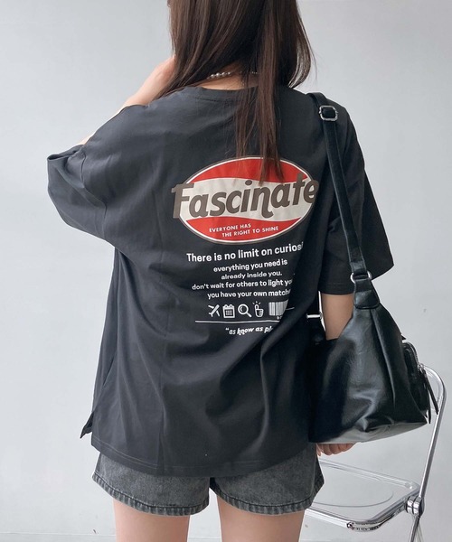 AS KNOW AS plus（アズノゥアズプラス）の「○楕円ロゴ刺繍 バックプリントビッグＴシャツ（Tシャツ/カットソー・レディース・オフホワイト/ライトブルー/オートミール/スミクロ/アイボリー系2/オレンジ/ホワイト系2/ブラック系2/ホワイト系3/アイボリー系3/ブラック系3/ブルー系3/ブラック系4/イエロー系4/アイボリー系4/ホワイト系4/ブルー系5/ブラック系5/アイボリー系5/ホワイト系5・FREE）」の11枚目の写真