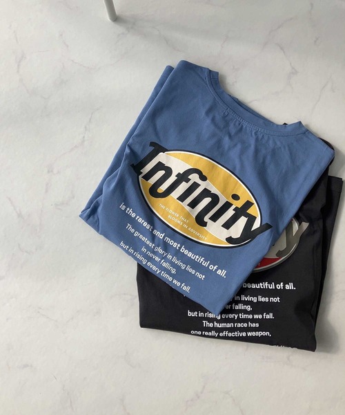 AS KNOW AS plus（アズノゥアズプラス）の「○楕円ロゴ刺繍 バックプリントビッグＴシャツ（Tシャツ/カットソー・レディース・オフホワイト/ライトブルー/オートミール/スミクロ/アイボリー系2/オレンジ/ホワイト系2/ブラック系2/ホワイト系3/アイボリー系3/ブラック系3/ブルー系3/ブラック系4/イエロー系4/アイボリー系4/ホワイト系4/ブルー系5/ブラック系5/アイボリー系5/ホワイト系5・FREE）」の17枚目の写真