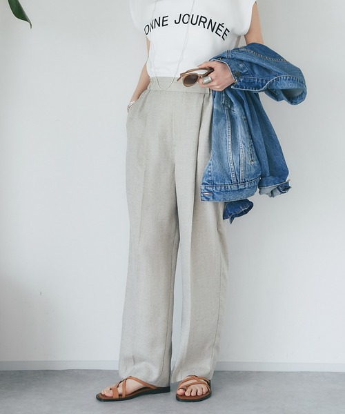 RIVE DROITE（リヴドロワ）の「手洗い可能/リネンライクセミワイドパンツ（その他パンツ・レディース・ブラック/ベージュ・36/38）」の2枚目の写真